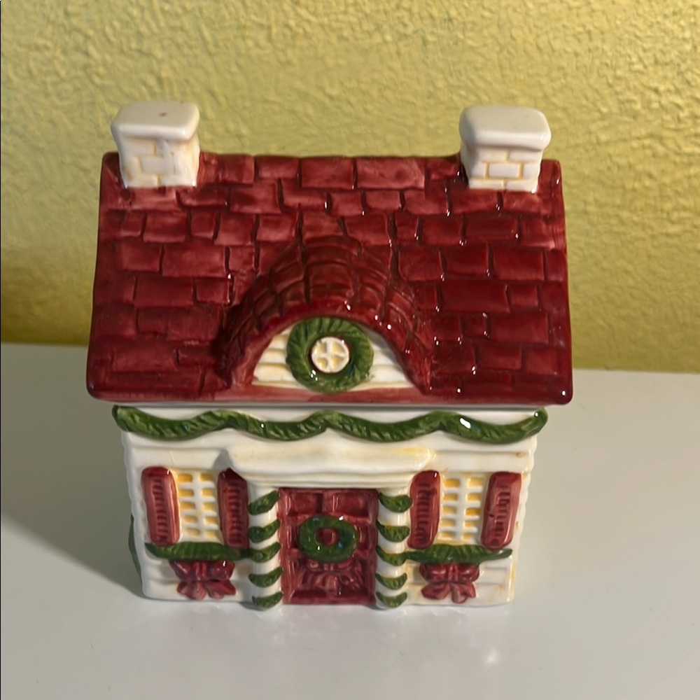 Block Father Christmas Ceramic Holiday House Decor - Red and Green